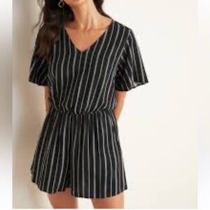Old Navy Black and White Striped Women's Romper